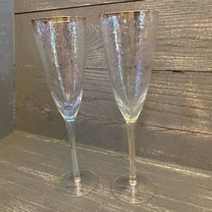 Anthropologie Lustered Champagne Flutes